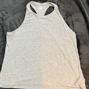 Athleta Heather gray modal spandex pleated Racerback tank, soft & stretchy, EUC